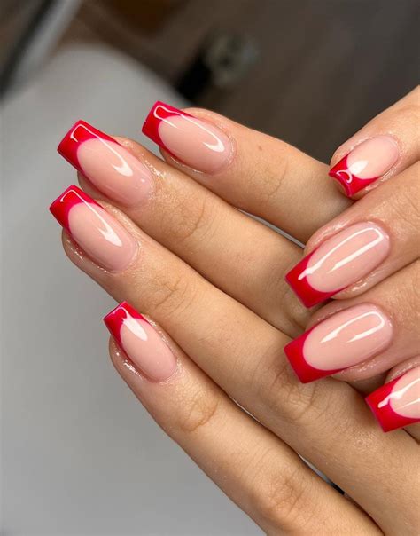 acrylic nails with red tips|More.